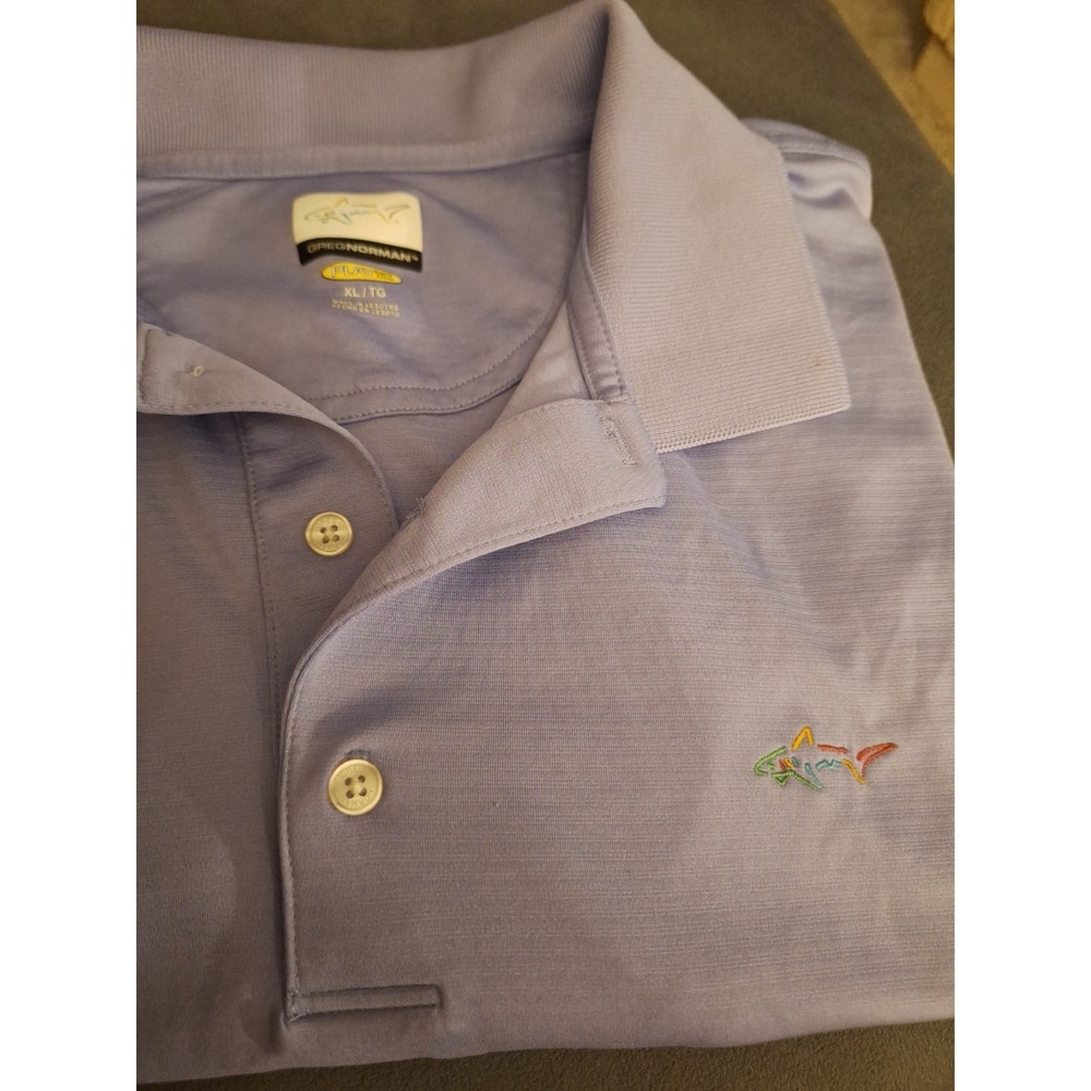 Greg Norman PlayDry Mens Golf Polo Short Sleeve Shirt XL Light Purple+ Logo 114 - Picture 3 of 3